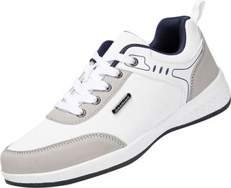 Generic 2025 Fall New Leather Mens Top Front Strap Casual Sneakers Mens Outdoor Lightweight Breathable Running Shoes Sneaker Skates for Men (White, 7.5)