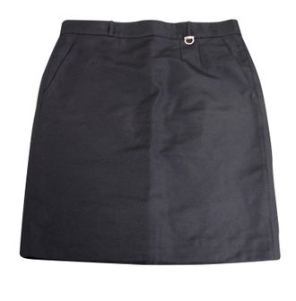 Gucci Womens Pencil Black Polyester Cotton Skirt With Horsebit Detail (42)