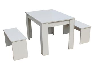 Habitat et Jardin Mesa Y 2 Bancos tino - 140 X 74 X 70 Cm - Blanco