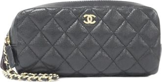 Chanel Black Grained Calfskin Pouch (Pre-Owned)