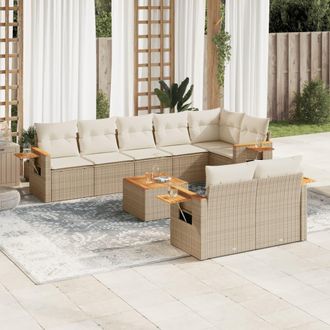vidaXL Set De Sof&aacute;s De Jard&iacute;n 9 Pzas Con Cojines Rat&aacute;n Sint&eacute;tico Beige Vidaxl