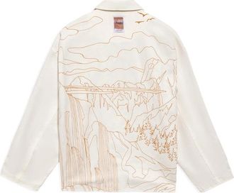 Li-Ning Back landscape Pattern Printing lapel single breasted Jacket White AFDS237-2