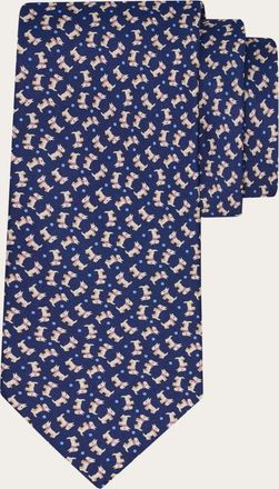 Ferragamo Men Charlie print silk tie Blue