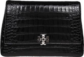 Tory Burch Charlie Schoudertas met krokodillenprint - Dames - Schoudertassen - Zwart - ONE Size - Leer - Tassen