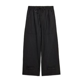 Yohji Yamamoto Broeken, Heren, Zwart, L, Wol, Verfijnde Cargo Broek van Wol