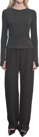 Enza Costa Cashmere New Classic Long Sleeve Crew Top In Charcoal