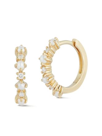 Mateo Bijoux 14kt yellow gold The little Things pearl diamond hoop earrings - women - 14kt Yellow Gold/Diamond/Freshwater Pearl - One Size