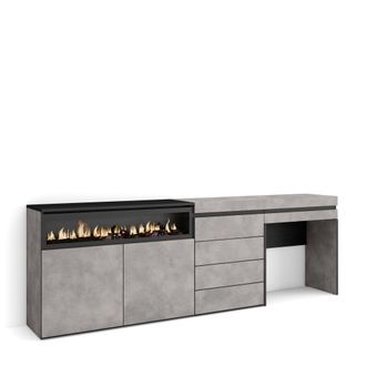Skraut Home Skraut Home - Aparador, Con Almacenamiento, 227x75x35 Cm, Dormitorio, Habitaci&oacute;n, Chimenea El&eacute;ctrica, C&oacute;moda, Cajonera, Tocador, Estilo Moderno, Gris 