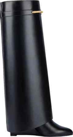 Givenchy Shark Laarzen in Leer - Dames - Hoge Laarzen - Zwart - 38 1/2 EU - Leer - Schoenen