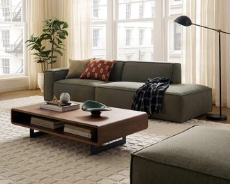 Castlery Jonathan Side Chaise Sofa Right Facing, Performance Twill Moss, Modular, Low-Profile for Castlery