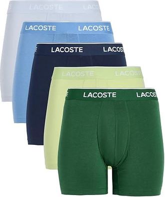Lacoste 5-Pack Cotton Boxer Briefs Mens Underwear Blue/Green : XL (EUR 7), Cotton/Elastane