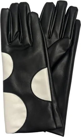 MARCUS ADLER Faux Leather Polka Dot Gloves in Black at Nordstrom Rack