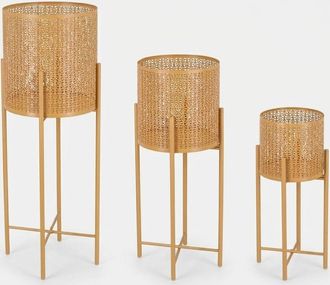 BIZZOTTO Set De 3 Portamacetas Altos De Acero Kalidas Yes - Amarillo