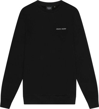 Lyle & Scott Heren Sweatshirt met Geborduurde Ronde Hals (Zwart, Wit)