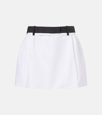 Prada Minigonna in cotone con pieghe in lana vergine