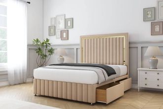 Comfort Beds Boston Gold Plush Divan Base 2 Drawers - 26 Headboard-Footboard in Stone | Size: Double