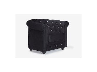 Vente-Unique Sill&oacute;n de terciopelo CHESTERFIELD - Negro con botones efecto cristal