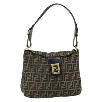 Fendi Pre-owned Shoulder Bags, female, Brown, Size: ONE SIZE Pre-owned Zucca Canvas Shoulder Bag