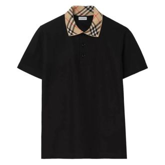 Burberry Evan Check Collar Cotton Polo Shirt, Size Large