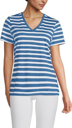 Lands End Relaxed Supima Cotton T-Shirt in Teal Blue Ocean Multi Stripe at Nordstrom, Size X-Large
