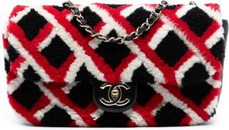 Chanel 2016-2017 Medium CC Shearling and Lambskin Single Flap crossbody bag - Nero