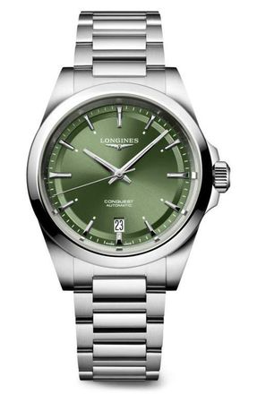 Longines Conquest Automatic Bracelet Watch, 38mm in Green at Nordstrom