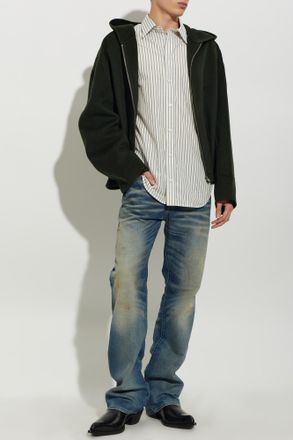 Acne Studios Wool Hooded Jacket, Mens, Green