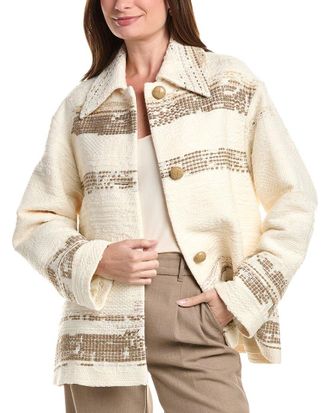 Lafayette 148 New York Point Collar Wool-Blend Oversized Swing Coat