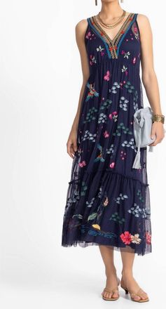 Johnny Was Zinoviah Mesh Slip Dress In Blue Multi