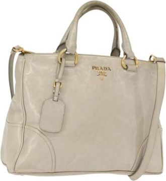 Prada Pre-owned Handbags, female, Beige, Size: ONE SIZE Pre-owned Leather Handbag