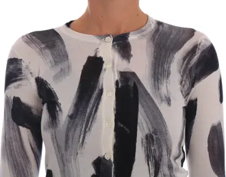 Dolce & Gabbana Womens Paint Stroke Silk Cardigan White