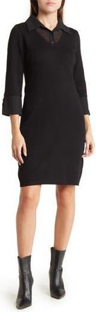 Nina Leonard Twofer Sweater Dress in Black/Black at Nordstrom Rack, Size X-Large