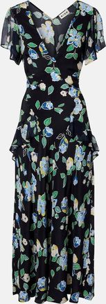 Rixo Kimmie floral ruffled silk midi dress