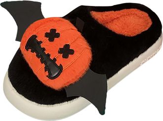 Generic Womens Slippers Womens Fuzzy Comfortable Shoes Cute Cat Print Open Toe Flat Indoor Slides For Her Cozy Fall Winter Home Footwear Halloween Design Cozy