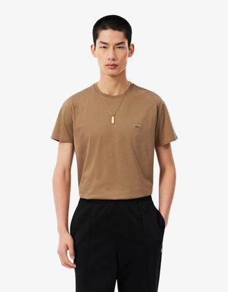 Lacoste Mens Lacoste Mens Crew Neck Pima Cotton Jersey T-Shirt - Cookie SIX - Brown - Size: 42