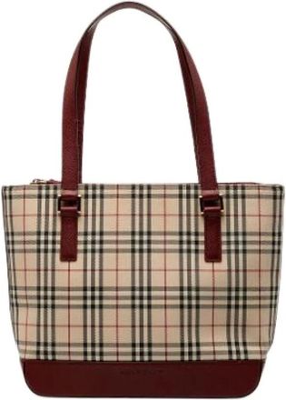 Burberry Pre-owned Tote Bags, female, Beige, Size: ONE SIZE Pre-owned House Check Tote
