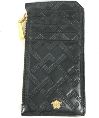 Versace Black Leather Long Wallet (Bi-Fold) (Pre-Owned)