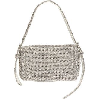 Alexander Wang Ricco Cozy Slim Woven Shoulder Bag in Metallic Gunmetal at Nordstrom