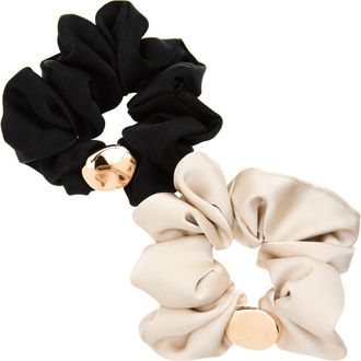 Tasha Assorted 2-Pack Scrunchies in Black/Beige at Nordstrom