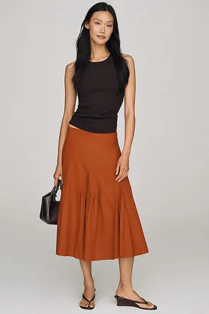Maeve Pintuck Midi Skirt