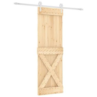 Berkfield Home Sliding Door with Hardware Set 70x210 cm Solid Wood Pine in Light Tan