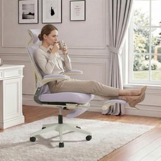 STILVORA Silla De Oficina Ergon&oacute;mica Plegable, Reposacabezas 3d, Soporte Lumbar Ajustable, Espuma, Morado