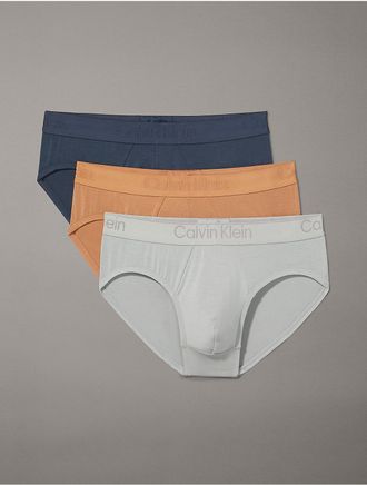 Calvin Klein Mens CK Black 3-Pack Hip Brief - Multi - XL
