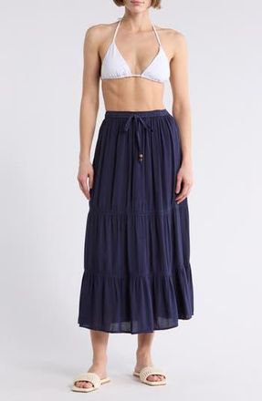 Boho Me Tiered Maxi Cover-Up Skirt in Midnight Blue at Nordstrom Rack, Size X-Large