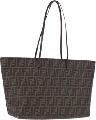Fendi Pre-owned Vintage Zucca Canvas Tote Bag - Dames - Vintage Shopper - Bruin - ONE Size - Leer - Vintage