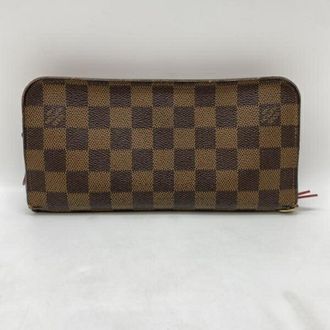 Louis Vuitton Brown Red Color Damier Canvas Long Wallet (Bi-Fold) (Pre-Owned)