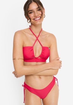 Lascana Bandeau-Bikini-Top LSCN BY LASCANA Gina, Damen, Gr. 34, Cup A/B, beere, Recycling-Polyamid, unifarben, Bikini-Oberteile Bandeau-Bikini-Top, mit modisc