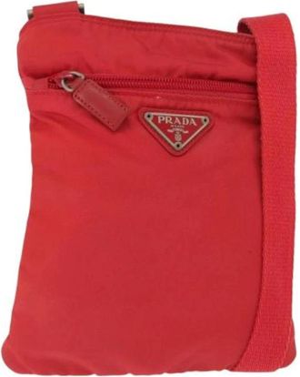 Prada Pre-owned Cross Body Bags, female, Red, Size: ONE SIZE Pre-owned Nylon Cross Body Bag