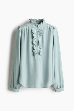 H&M Viskosebluse mit Volantbes&auml;tzen - Turquoise