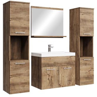 Badplaats Badplaats - Mobile Da Bagno Montreal Xl 60cm Rovere Marrone - Armadio Mobiletto Lavabo